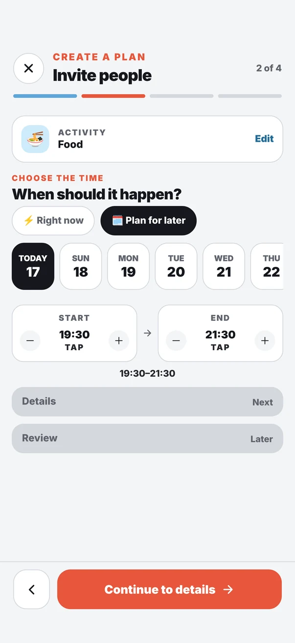 Choose when the plan happens, right now or later